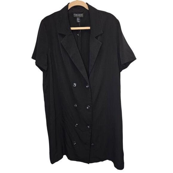 Forever 21 Plus Women's 2X Black Double-Breasted Short Sleeve Blazer Dress - Picture 1 of 14